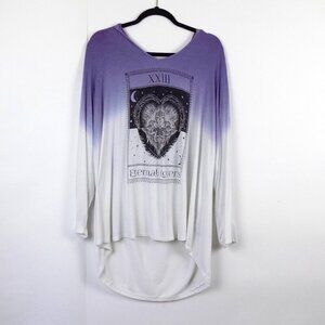 Torrid t-shirt Hoodie Feather Heart Size 3X Super Soft Purple White Long Sleeve